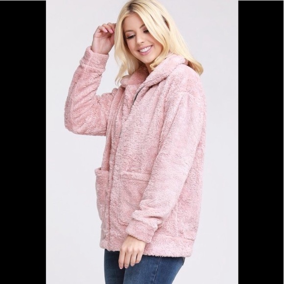 ❌LAST ONE❌ Super Soft and Cozy Blush Pink Sherpa Jacket Size Large AVAILABLE - Picture 7 of 8